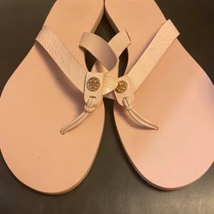 Tory Burch croc embossed flip flops